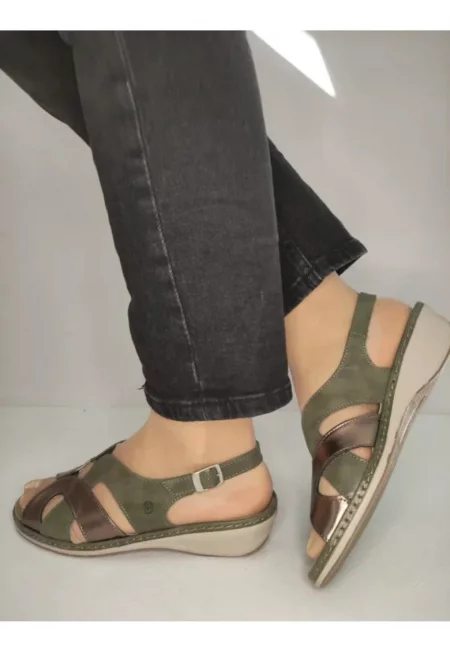Дамски ежедневни сандали  0900T Paris 40-N - каки с бронз - зелени