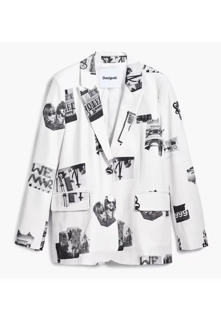 Дамско яке  25SWEW15 - Полиестер/Вискоза - Бял - Бял