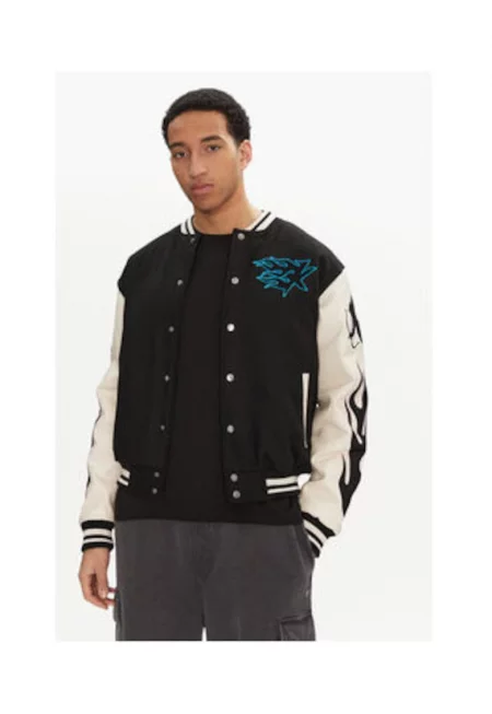 Дамско яке  черно/бяло - полиестер/вълна