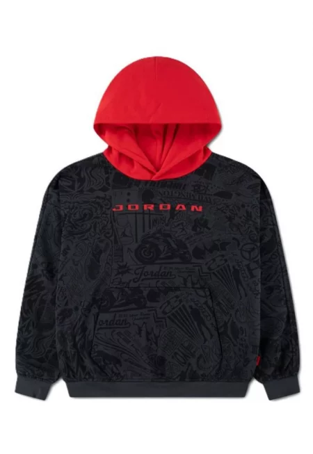 Детски суичър -  Jdb Mj Brk Lsr Po Hoodie - Памук - Черен - Черен