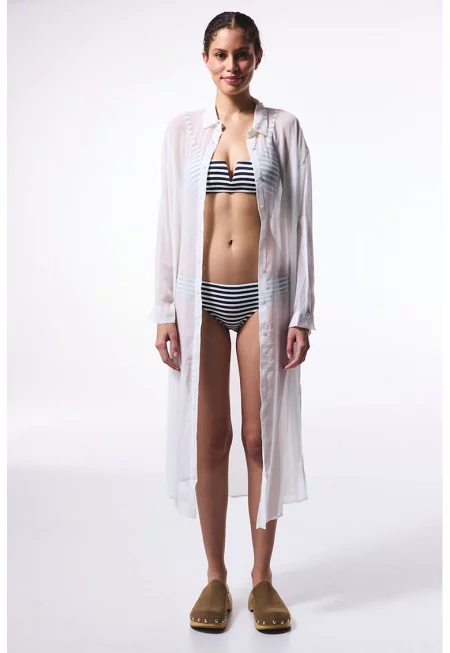 Ефирна рокля тип риза - Бял