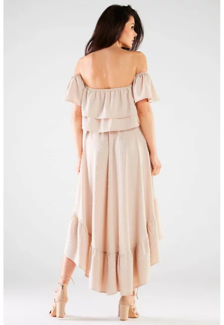 Ежедневна миди пола от полиестер A331 - Бежов