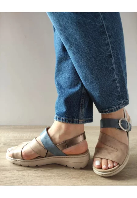 Ежедневни дамски сандали  Su20002T Krabi 15-N бежови със синьо - бежови - Бежов