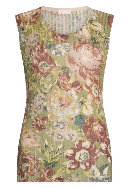 Флорален топ по тялото - Червен/Зелен/Крем