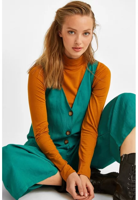 Гащеризон с лен - Аква зелено