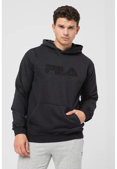 Худи с памук с лого Bischkek - Антрацитно сиво