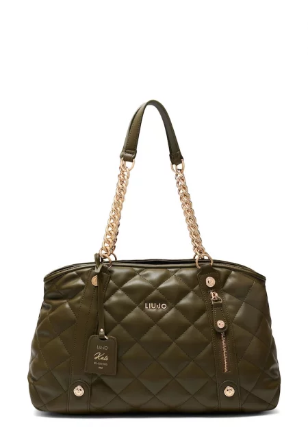 Капитонирана чанта за рамо - Зелени аспержи