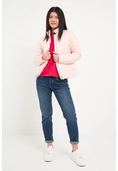 Капитонирано яке със скосени джобове - Бледо розово