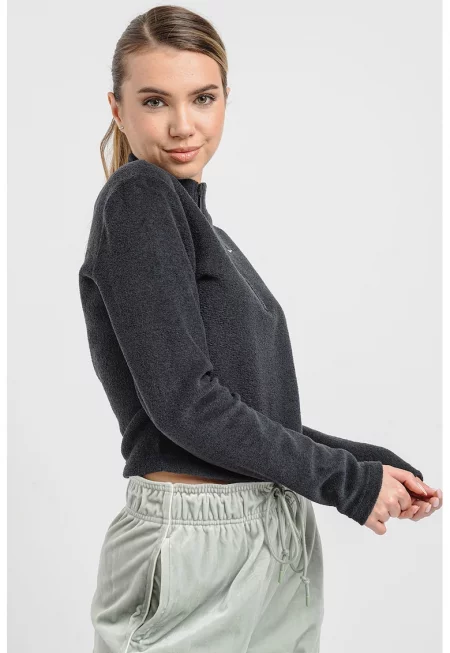 Къс суитшърт с къс цип - Избеляло черно