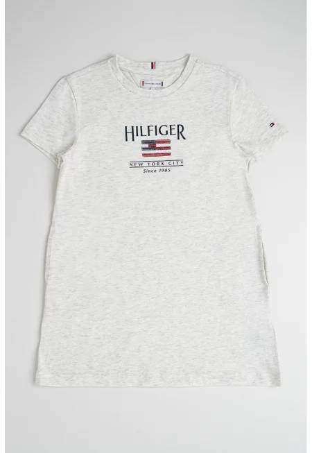 Къса рокля с лого - Сив меланж