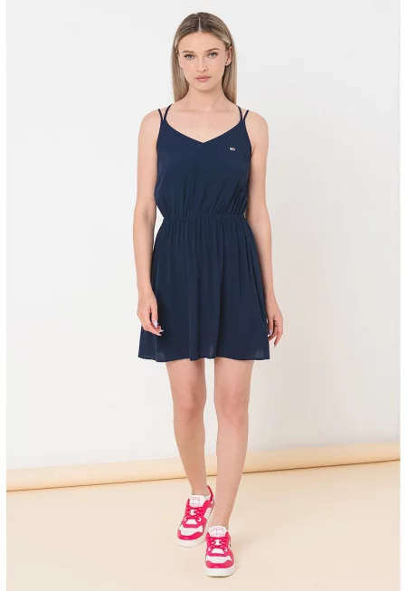 Къса рокля с шпиц - без ръкави - Ултрамарин синьо