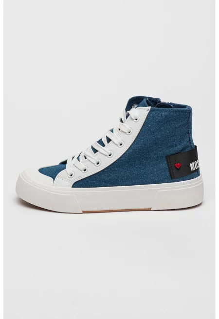 Кецове с кожа и среден профил - Бял/Светлосин