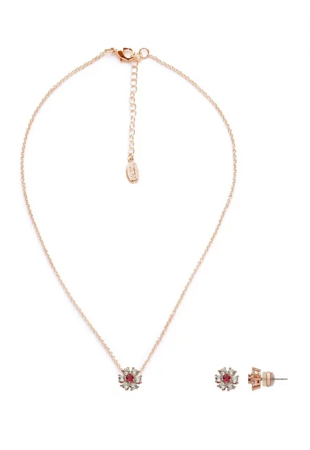 Колие с висулка и обеци - Златист