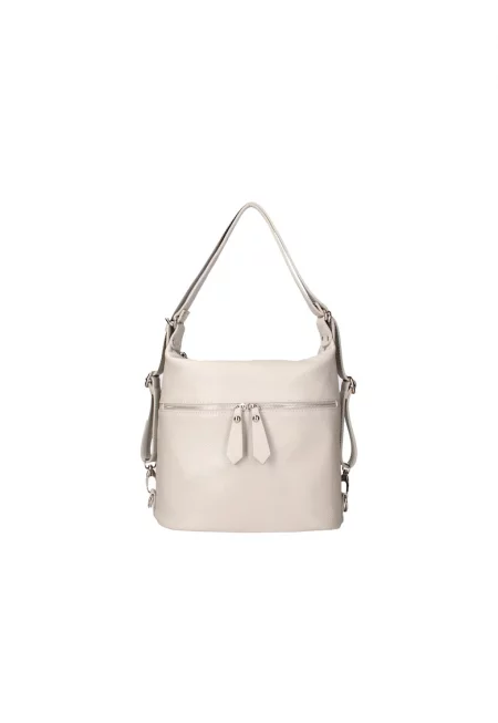 Конвертируема кожена чанта - Светло сив