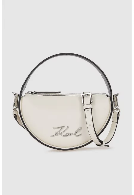 Кожена чанта през рамо с метално лого