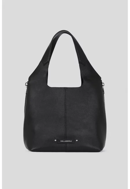 Кожена чанта с лого - Черен