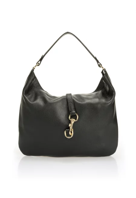 Кожена чанта за рамо - Черен