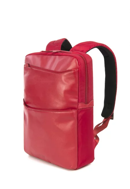 Кожена раница с регулиращи се презрамки - Червен