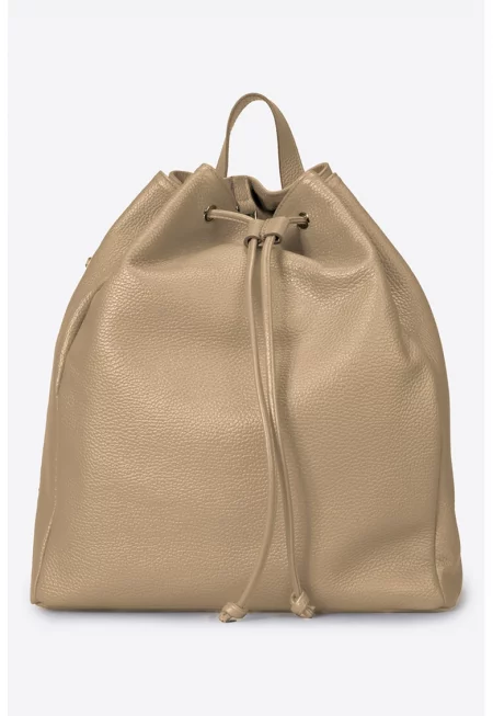 Кожена раница с връзка - Бежов