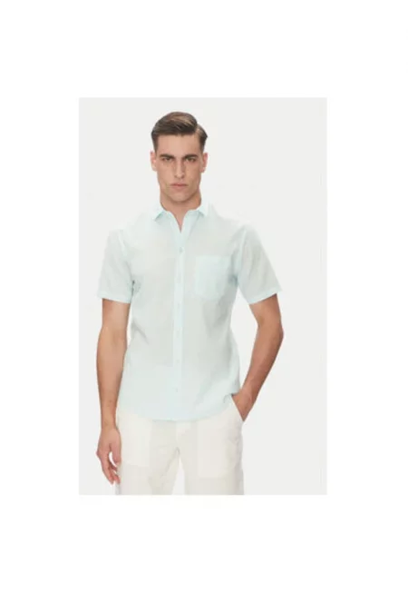 Мъжка поло риза  20718374 - Лен/Памук - Синя - Син