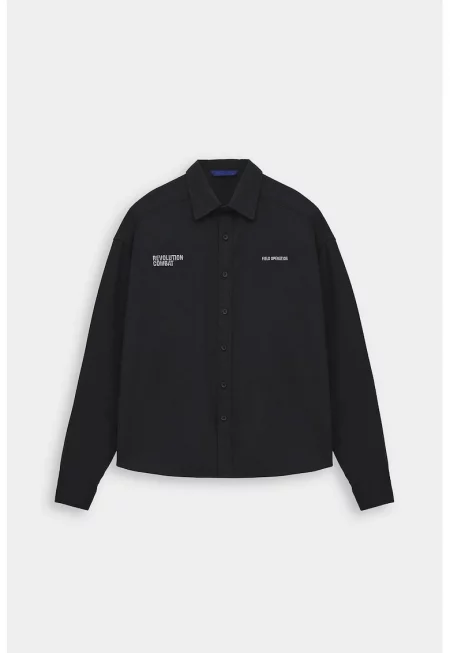 Мъжка риза  черна памучна regular fit