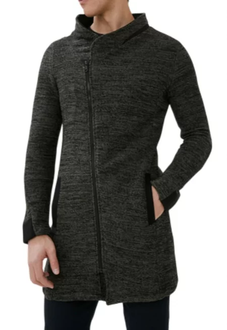 Мъжко палто  каки - меланж - Черен