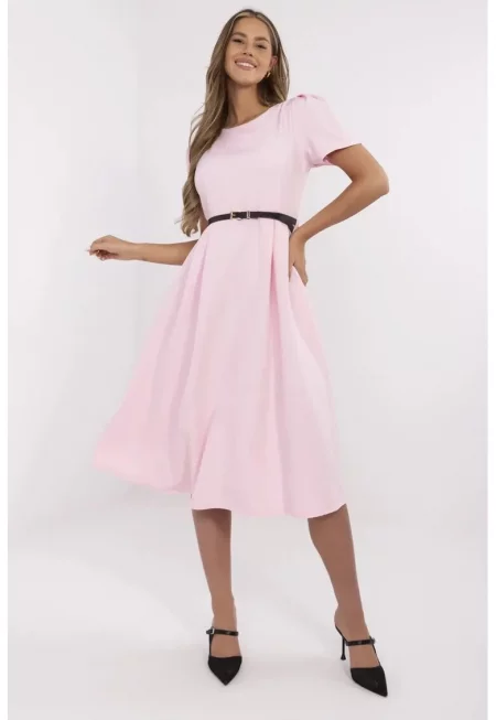 Midi Dress With Slim Belt