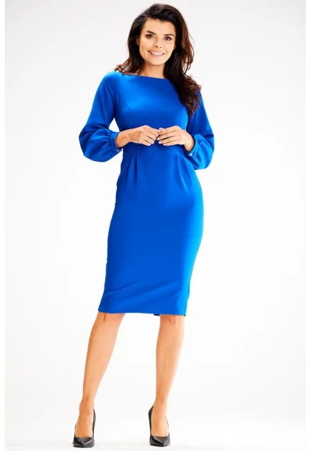 Midi Рокля с дълъг ръкав - по врата A597