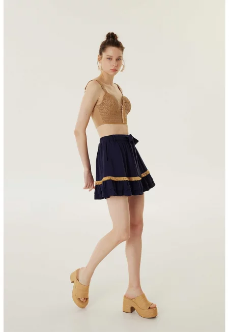 Набрана пола с лиосел - Ултрамарин синьо/Синапено жълто