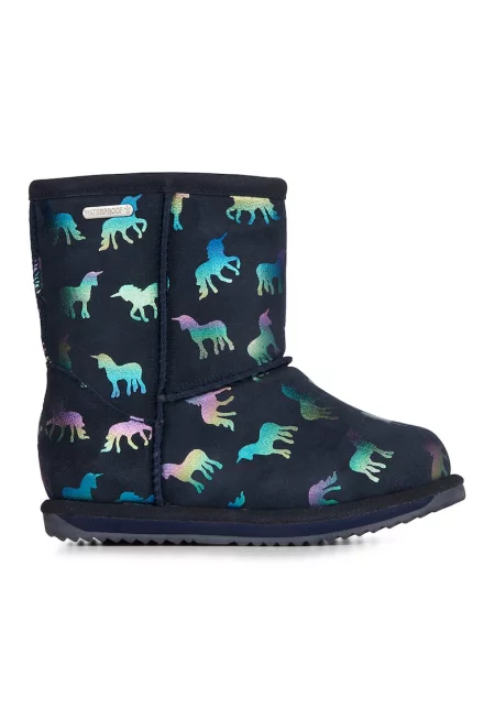 Непромокаеми велурени боти Rainbow-Unicorn - Тъмносин