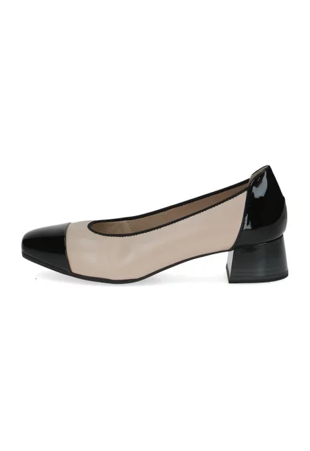 Обувки с кожа - Черен/Бежов