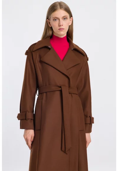 Палто Caroline с вълна и връзки