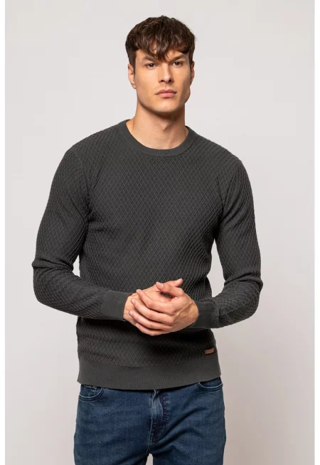 Памучен пуловер Helvet - Папратово зелено