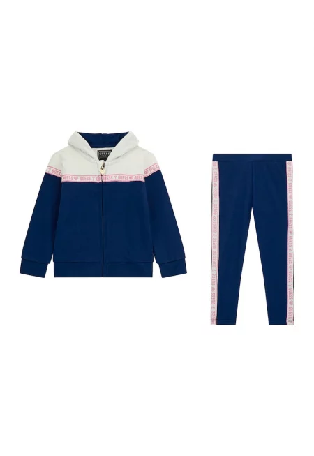 Памучен спортен екип и лого - Слонова кост/Тъмносин