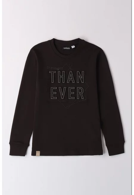 Памучна блуза с бродиран надпис