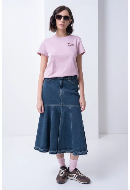 Памучна тениска с овално деколте