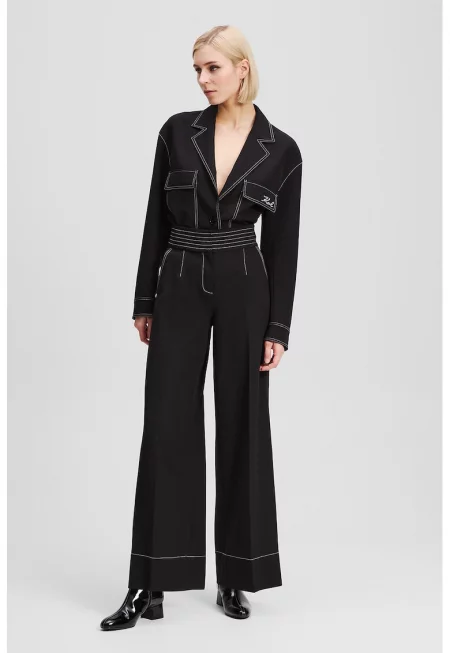 Панталон с широк крачол и контрастни шевове