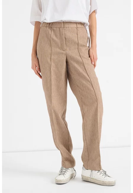 Панталон с висока талия и странични джобове - Камел