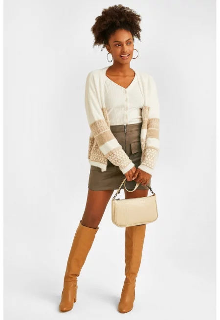 Пола с цип и джобове с капаче - Каки