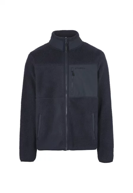 Поларено яке с висок косъм и пълен цип  Син