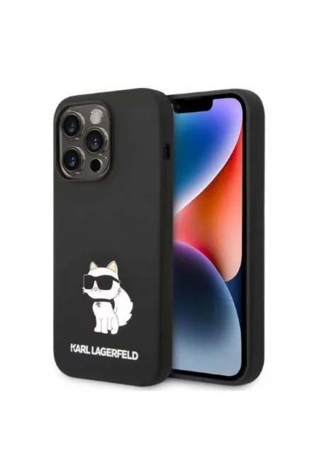 Предпазен калъф  Liquid Silicone Choupette NFT за iPhone 14 Pro - Черен