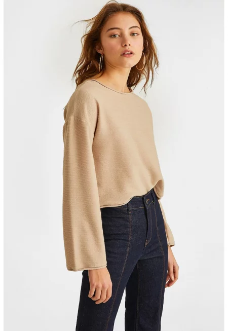 Пуловер с паднали ръкави