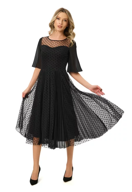 Разкроена рокля - Черен