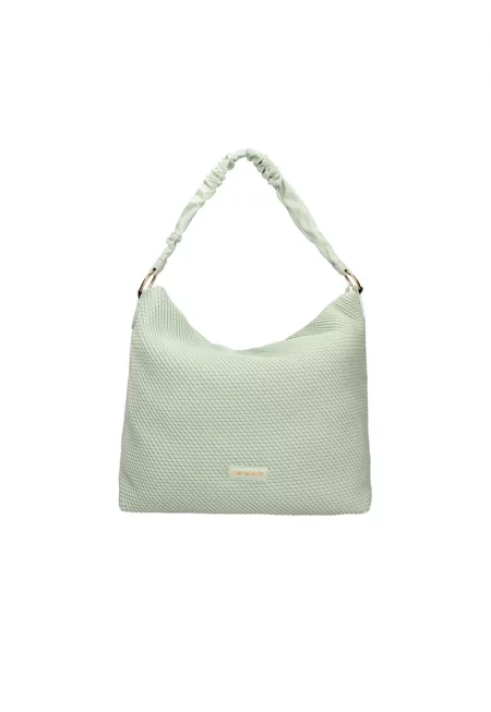 Релефна чанта Хобо от еко кожа - Зелен