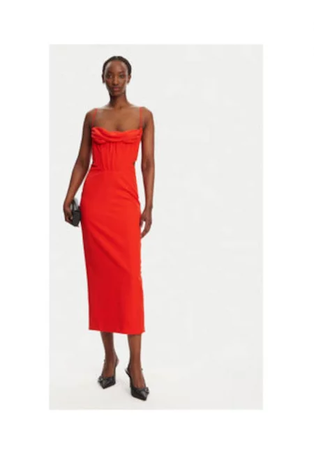 Рокля  модел 58535DB - червена - полиестер -