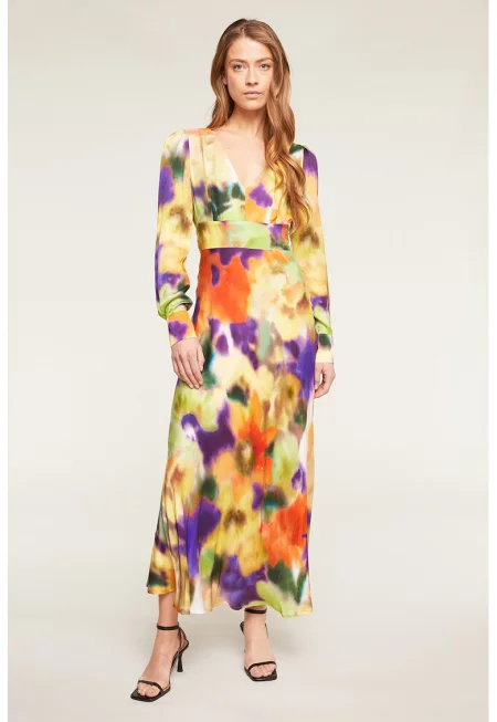 Рокля с гол гръб и хоризонтален меланж