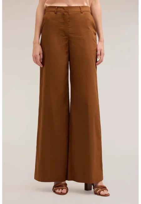 Широк панталон с висока талия - Карамел