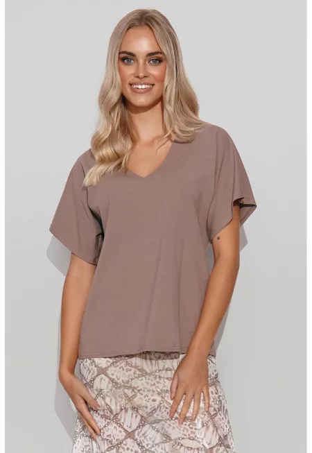 Широка блуза с къс ръкав -