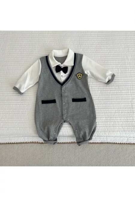Сив гащеризон с папийонка - за момче