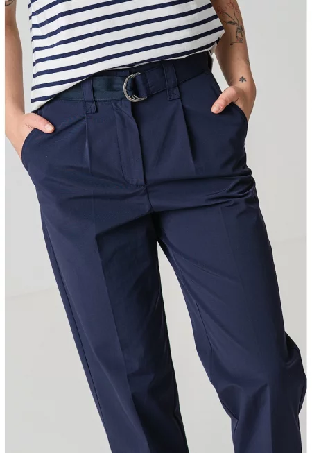 Скъсен панталон с висока талия - Тъмносин